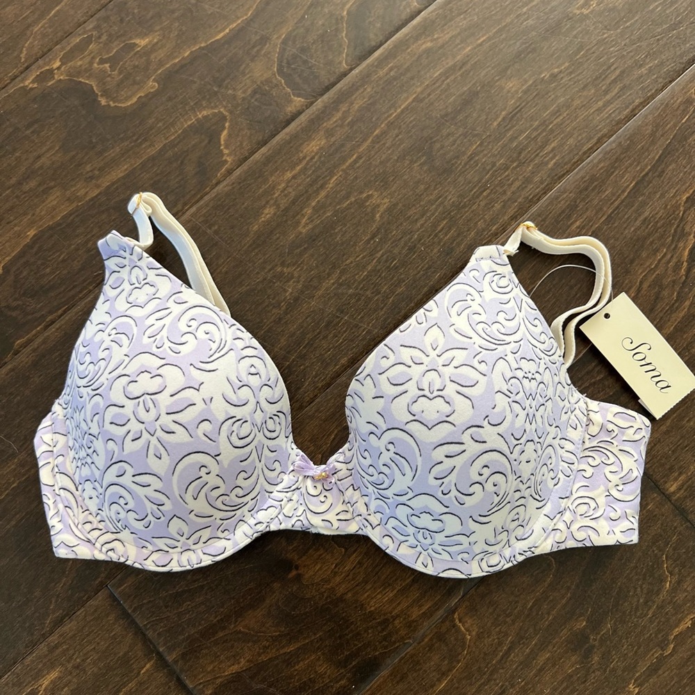 Soma Embraceable Demi Purple Floral Bra